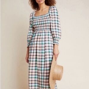 Anthropologie Plaid Long Sleeve Dress